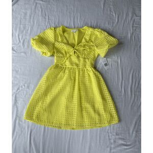 Junior Girl's Bright Yellow Summer Dress, Balloon Sleeves, Mini Dress, XS, NWT
